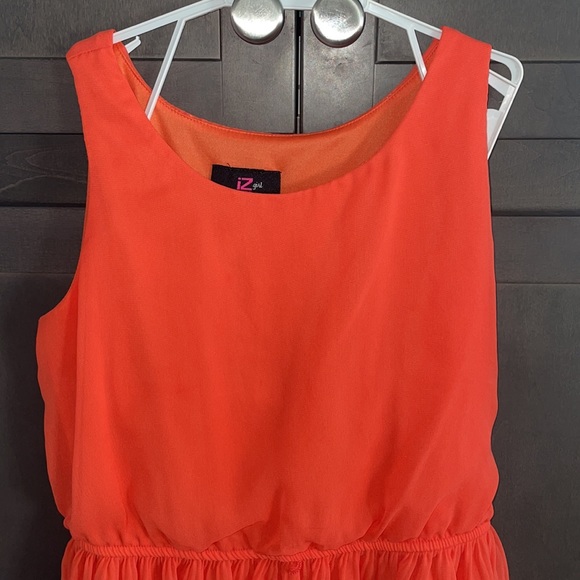 Iz Girl size 16 sleeveless dress high low front to back spring orange Easter - Picture 3 of 5